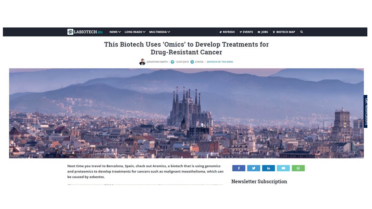 Aromics at LaBiotech Journal : Using ‘Omics’ to Develop Treatments for Drug-Resistant Cancer